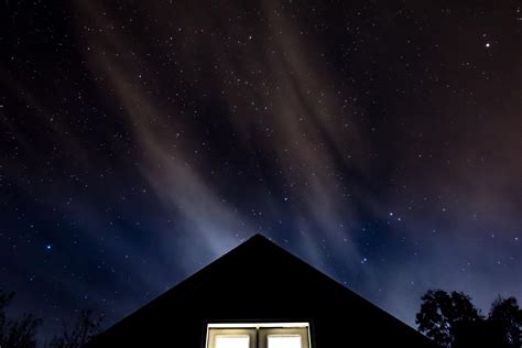 Wallpaper Starry Sky Roof Night Window Hd Widescreen High