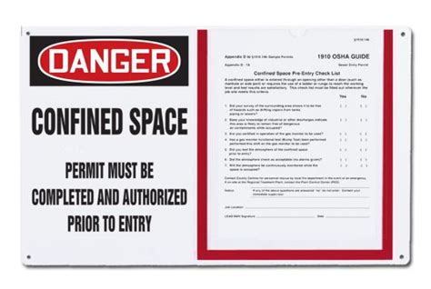 Osha Danger Permit Holder Board Confined Space Permit Must Be