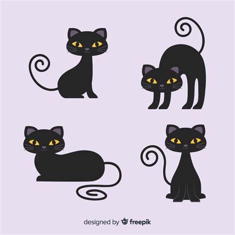 Cute cartoon black cat character Vector | Free Download