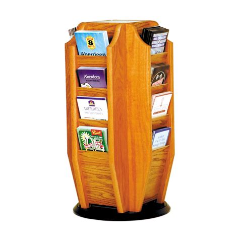 16 pocket countertop rotating oak brochure display