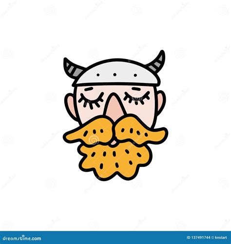 Cute Viking Cartoon Character Scandinavian Style Vector Illustration