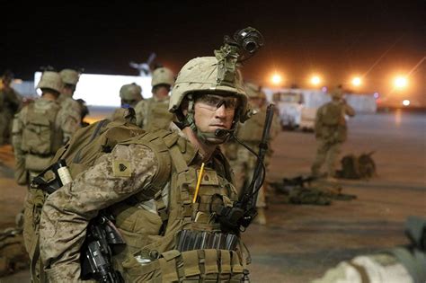 Marine With Bravo Company 1st Battalion 7th Marine Regiment Prepares