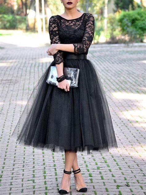 Vestidos De Noiva Vintage 34 Length Sleeves Tea Length Lace Prom Dress