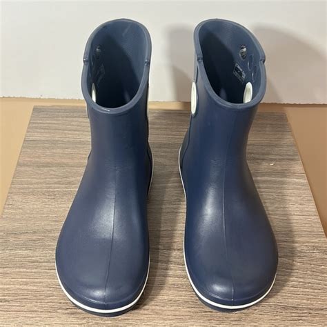 Crocs Shoes Crocs Jaunt Shorty Pull On Rubber Rain Boots Waterproof Navy Blue In Size 7w