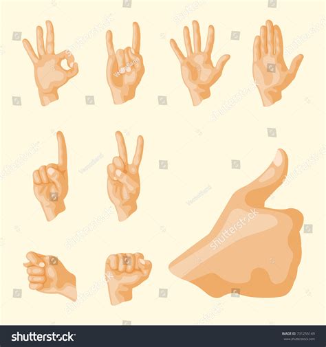 Hands Deafmute Different Gestures Human Arm Stock Vector Royalty Free