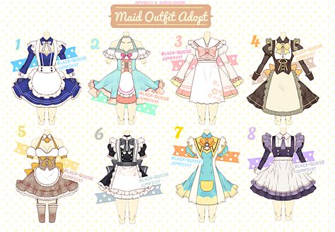 [closed] maid outfit adoptable 11 drawing anime clothes maid outfit character design