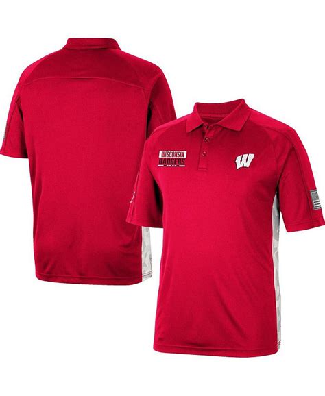 colosseum men s red wisconsin badgers oht military inspired appreciation snow camo polo shirt