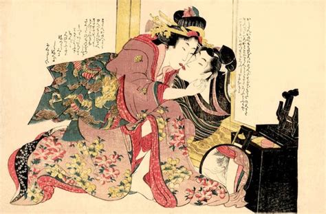 japanese art japanese geisha and samurai shunga two lovers etsy