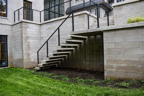 Modern Exterior Floating Stairs Compass Iron Works