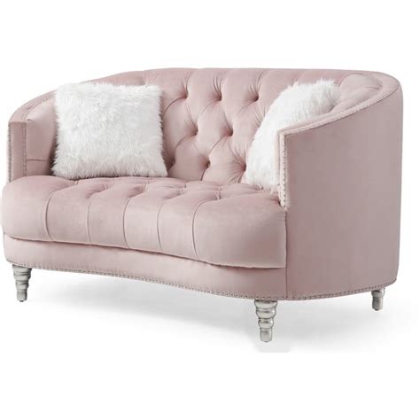 Glory Furniture Dania Velvet Loveseat In Pink Cymax Business