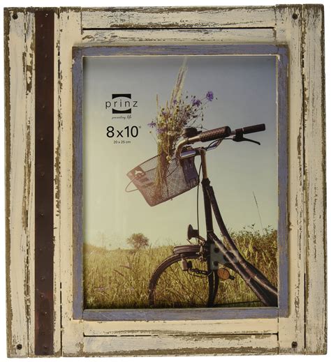 Prinz Rustic River Wood Frame in Distressed White Finish, 8 by 10-Inch