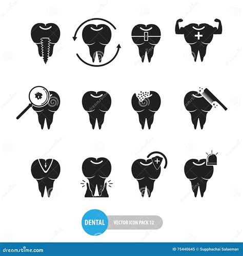 Medical Dental Tooth Icon Pack Flat Design Isolated On White Background Stock Vector