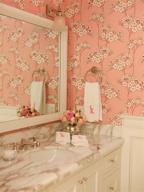Pink Bathroom Wallpaper Contemporary Bathroom Amanda Nisbet Design