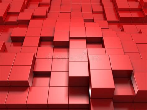 3d Red Abstract Background Of Cubes Stock Illustration Illustration