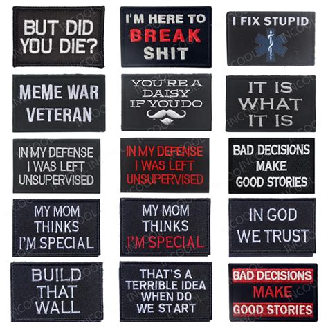 Funny Words Embroidery Patch Army Military Morale Patches Tactical
