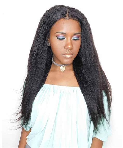 Kinky Straight Wigs Full Lace Human Hair Natural Looking For Black