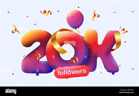 Banner With 20k Followers Thank You In Form 3d Red Balloons And