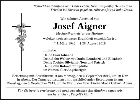 Alle traueranzeigen aus dem trierischen volksfreund. Traueranzeige (1091836) - Familienanzeigen / Todesanzeigen - idowa Markt