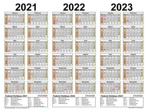 Calander 2021 Thru 2023 Calendar Inspiration Design