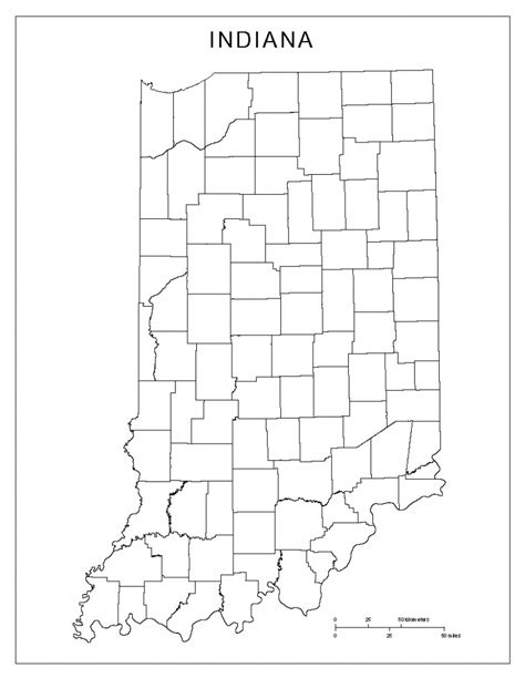 Indiana State Map With Counties Outline And Location Of Each County