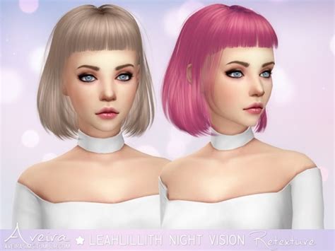 Aveira Sims 4 Leahlillith`s Night Vision Hair Retextured Sims 4 Hairs