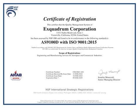 Exquadrum Inc Achieves As9100 Quality Management Certification From