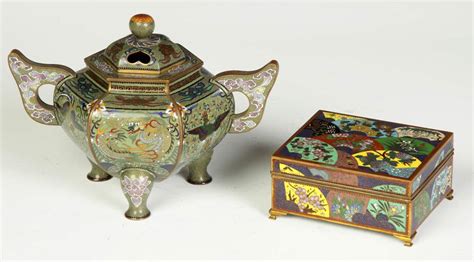 Chinese Bronze Cloisonne Censor And Box Cottone Auctions