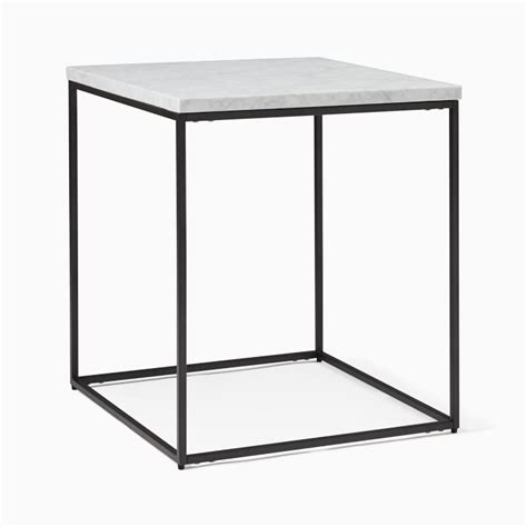 A round table provides a more dynamic atmosphere, and is better for fast chitchat. Streamline Square Side Table - Marble | West Elm