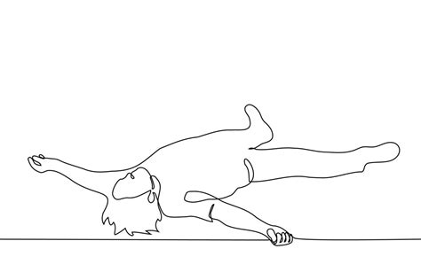 Man Lying On The Floor One Line Drawing Vector Concept Fainting
