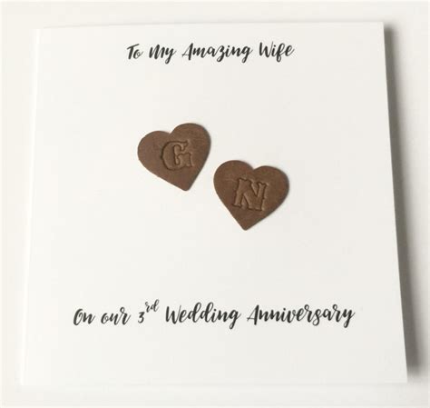 Personalised 3rd Wedding Anniversary Card Leather Anniversary Etsy Uk