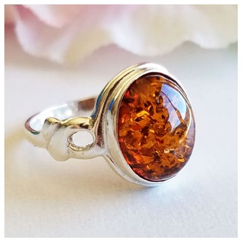 Amber Ring Sterling Silver Ring Baltic Amber Ring Amber Etsy Amber