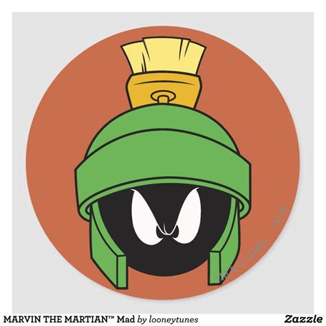 marvin the martian™ mad classic round sticker marvin the martian the martian marvin