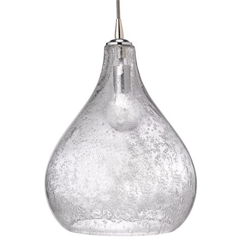 Jamie Young Curved Clear Seeded Glass Large Pendant Jy5curvlgcl
