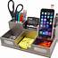 Victor S9525  Classic Silver Desk Organizer With Smart Phone Holder