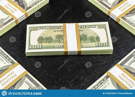Fifty Thousand Dollars Cash On Black Stone Background Editorial Stock