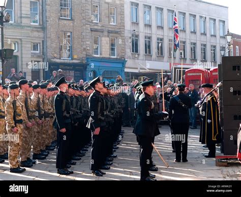 Soldiers Of The Rifle Regiment On Parade In Durham Market Place When