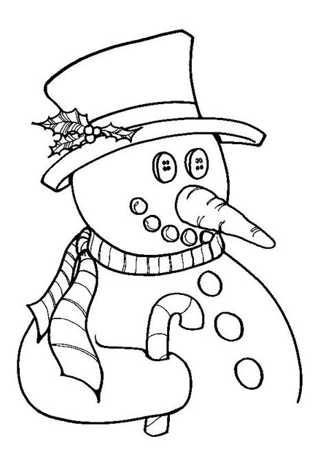 Kleurplaat Kerst kleurplaat van een sneeuwpop met een kersthoed op