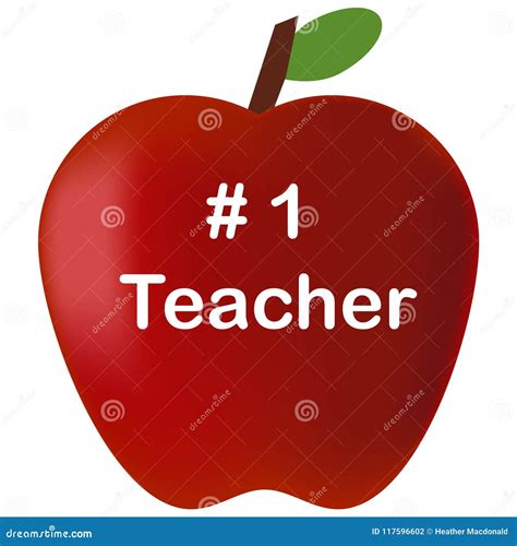 Number 1 Teacher Red Apple Teacher Appreciation Stock Illustration