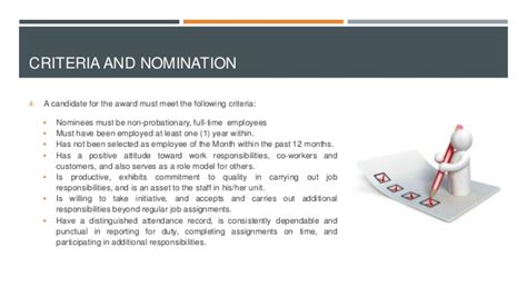 The latest draft of employee of the year certificate free download as appreciation, recognition, award, with picture, word, pdf, printable, editable format. Employee of the Month Process and Nomination