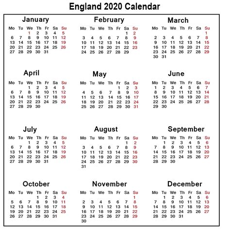 Extraordinary 2020 Calendar With Bank Holidays Uk Printable Blank
