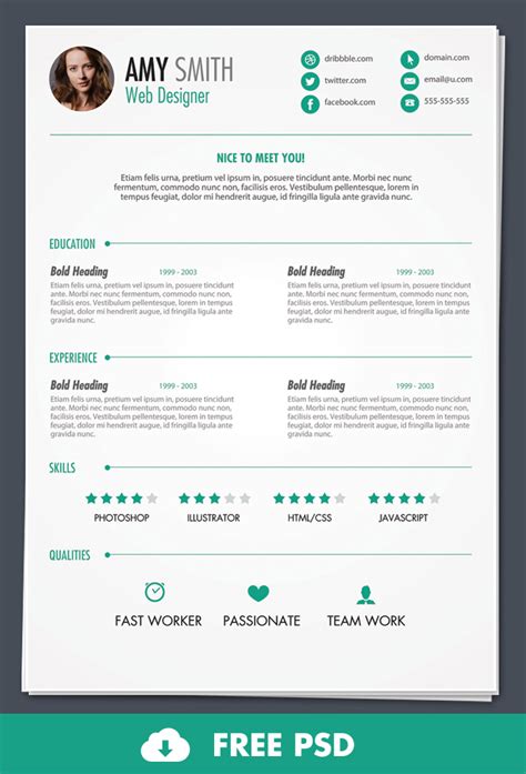 Professionally designed html resume templates which are available for free download are hard to find as most of the templates are either outdated or lack the class. Free PSD: Print Ready Resume Template -DesignBump