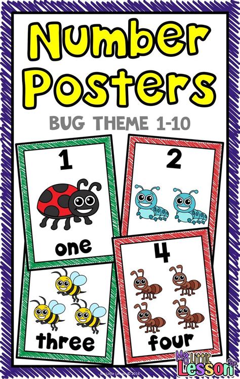 These Printable Number Posters 1 10 Include Two Colorful Bug Themed