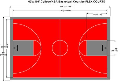60′ X 104′ Collegenba Basketball Court Flexcourt