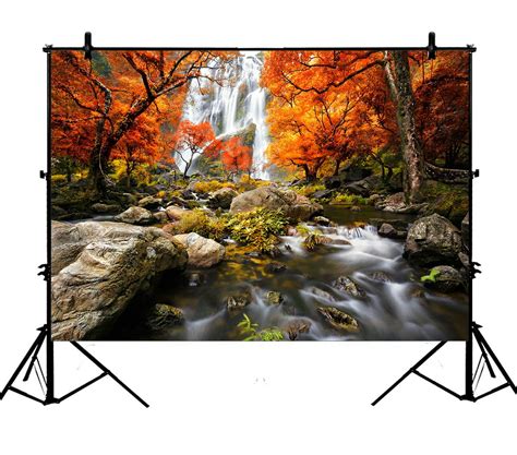 Phfzk 7x5ft Forest Woodland Landscape Backdrops Waterfall In The