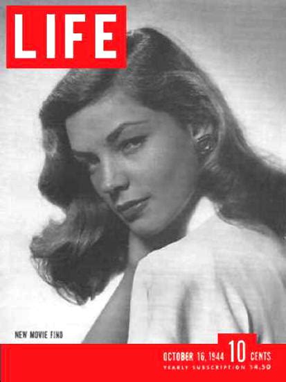 Life Magazine Cover Copyright 1944 Lauren Bacall Mad Men