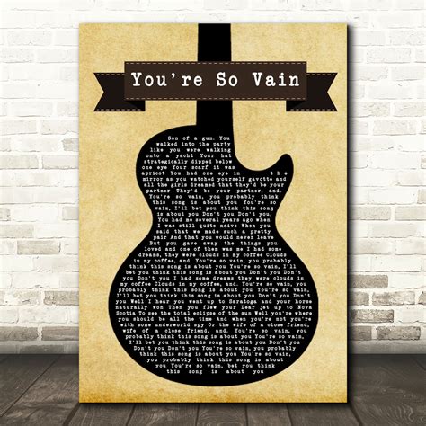 Carly Simon Youre So Vain Black Guitar Song Lyric Quote Print Teehall