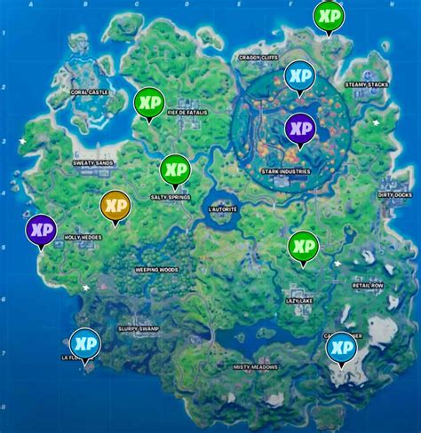 How to solve fortnite's chapter 2, season 2, week 9 challenge, collect five xp coins, complete with location map. Guide Fortnite liste et emplacements des pièces d'XP à ...