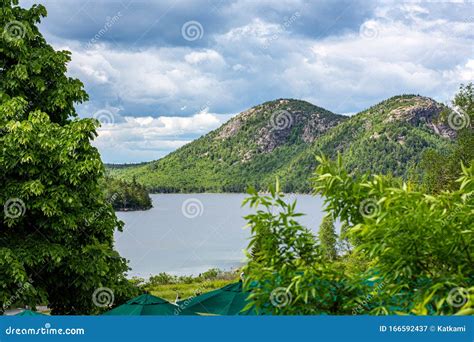 View Of The Bubbles From Jordan Pond House In Acadia National Park