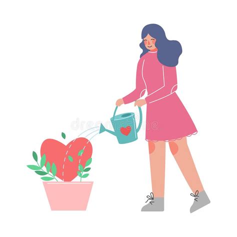 Girl Watering Heart Plant Stock Vector Illustration Of Heart 36456535