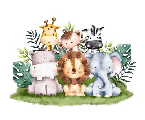 Premium Vector Watercolor Illustration Safari Animals Illustration
